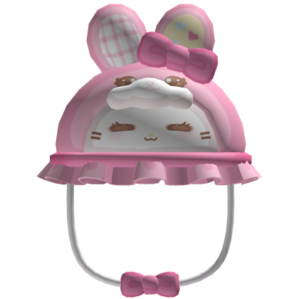 Easter bunny kawaii ruffle bucket hat face -pink Roblox item