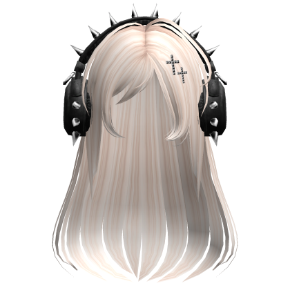 Punk Straight Hair W/ Headphones Beige
