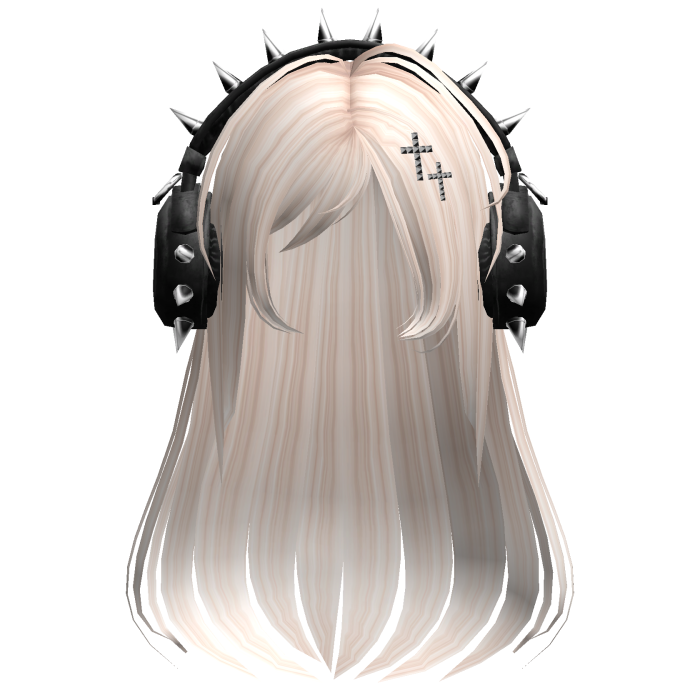 Punk Straight Hair W/ Headphones Beige