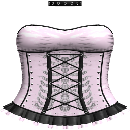 Emo Rhinestone Skeleton Dress in Pink & Black