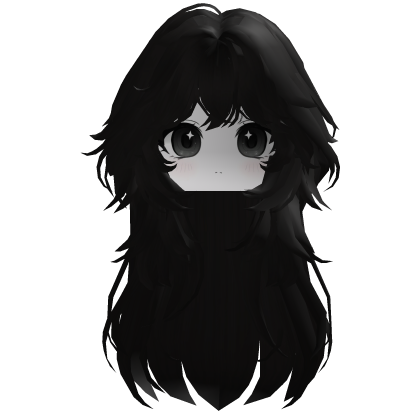 Black Goth Straight Hair w/ Cute Girl Face Emo Y2k Roblox item