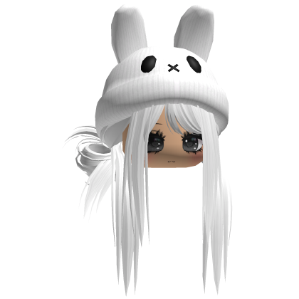 Moe Messy Girl Hair W/ Bunny Hat  White