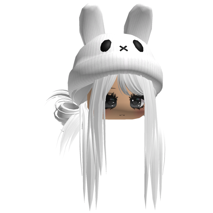 Moe Messy Girl Hair W/ Bunny Hat  White