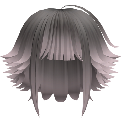 kawaii messy bob hair with tufts in grey to pink