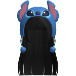 Black Hair w Stitch Hood