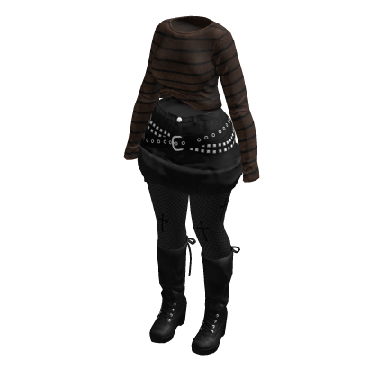 Dark Y2K Striped Sweater Gothic Tights(BrownBlack)