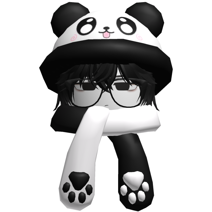 Cute Panda Hat + Scarf Boy Hair Black