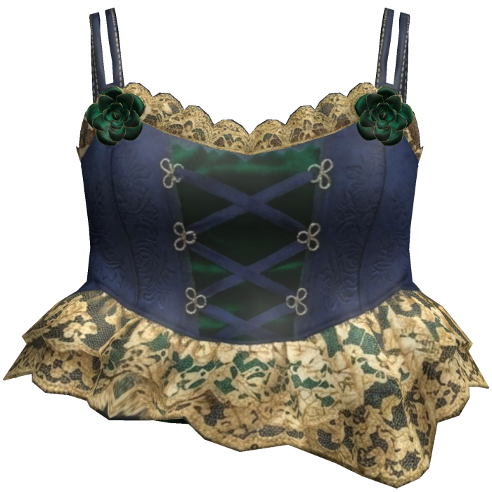 Navy Green Rose Corset Top