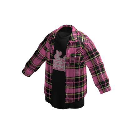 ✨Oversized pink black plaid dress shirt jacket