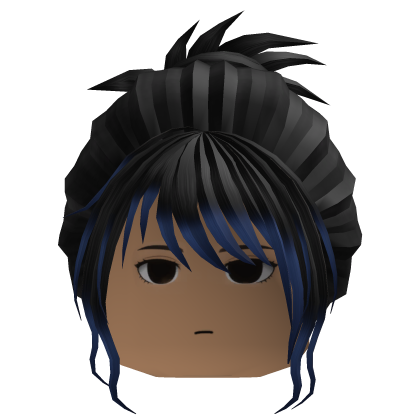 Swept Bangs Updo Hair (Black/Blue)