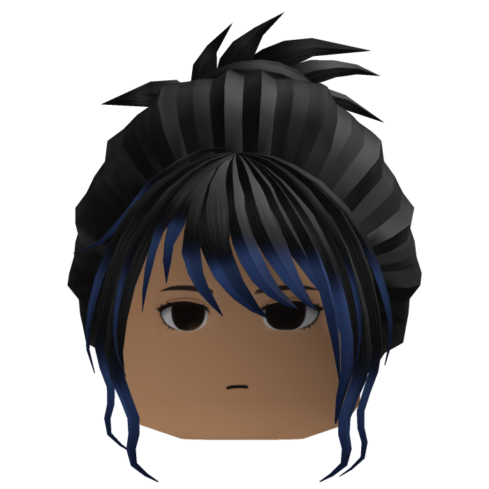 Swept Bangs Updo Hair (Black/Blue)