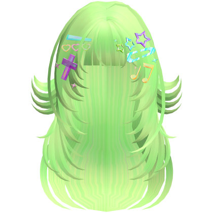 Lime Green Colorful Hair w Clips
