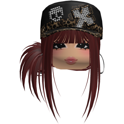 Gyaru Side Bun Hair w/ Cheetah Cap & Earrings