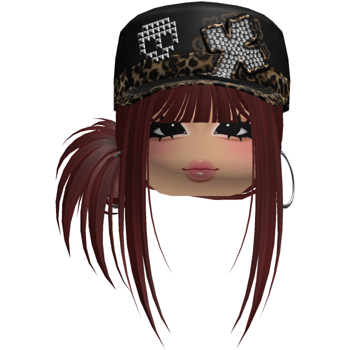 Gyaru Side Bun Hair w/ Cheetah Cap & Earrings