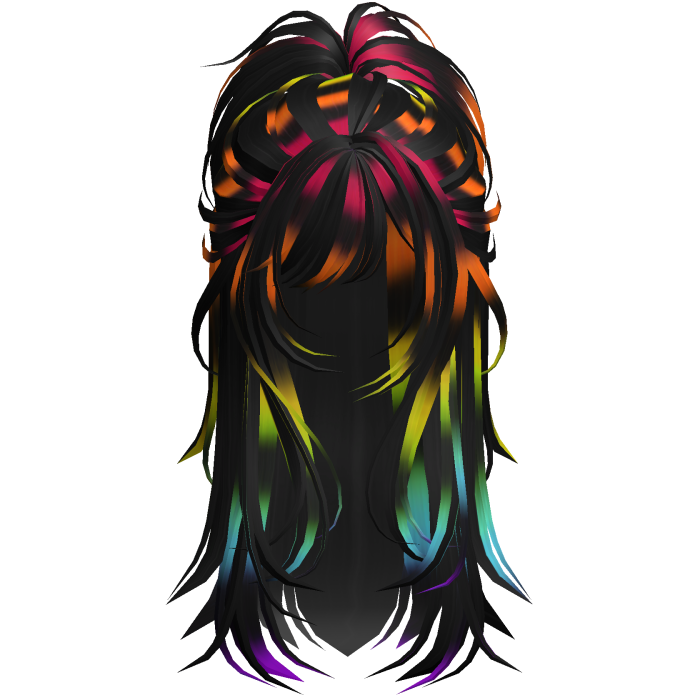 Wolfcut Spikey Half Up Pink Rainbow