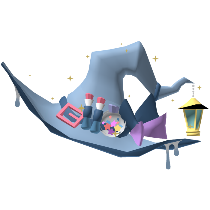 Blue Witch Hat with Potions & Bows