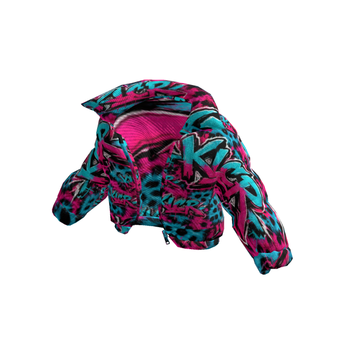 [Y2K] Pink Blue Graffiti Puffer Jacket