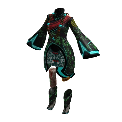 ✨Ancient Maiden Jiangshi Hopping Vampire Robe-Teal | Roblox Item