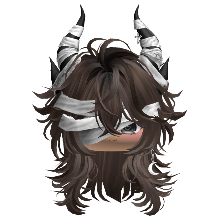 Horned Anime Demon Wolfcut (Brown)