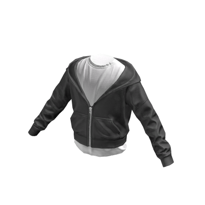 Layered Half Zipped Up Grey Hoodie White Shirt