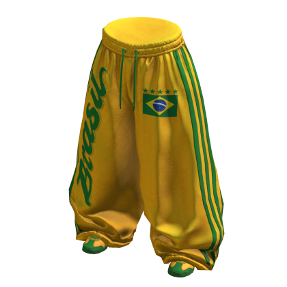Yellow Brasil football baggy track pants thumbnail