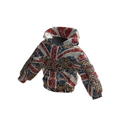 [Y2K] British Flag Leopard Chain Hoodie