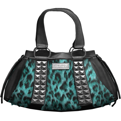 Teal Leopard Print Studded Grunge Bag 2000s
