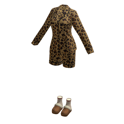 Leopard Cozy Winter Pajama Outfit thumbnail