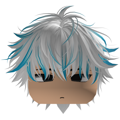 Cute Y2K emo white cyan hair