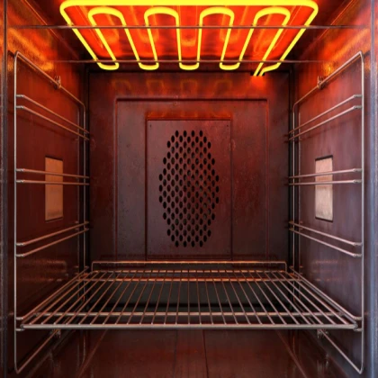 Inside an oven