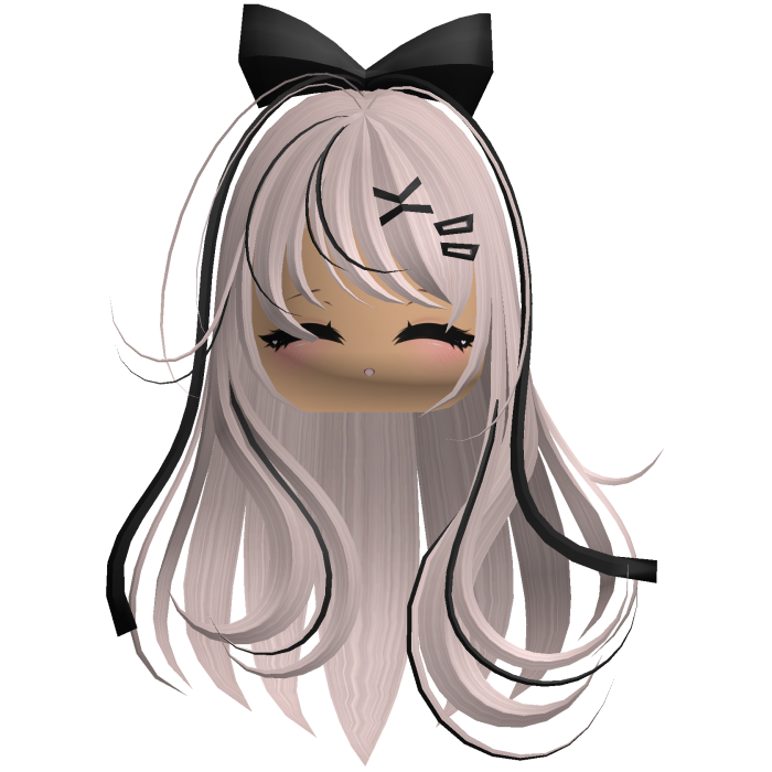 Beautiful Girl with Long Hair, Cute Bow & Lashes
