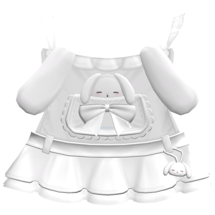 ♡ ┊ ruffled bunny overalls in white