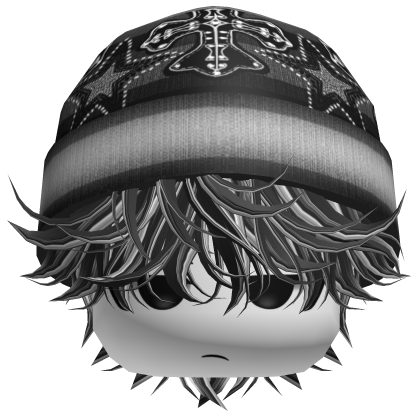 Messy Spikey Hair W/ Skater Beanie Black&White Roblox item