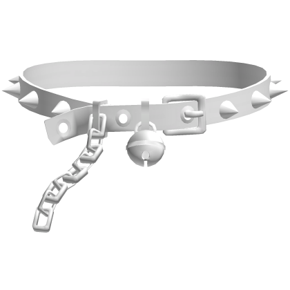 cute spiked collar w/ bell and leash in white 3.0 Roblox item