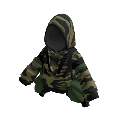 INA - Camo Hoodie with Draped Green Puffer Roblox item render