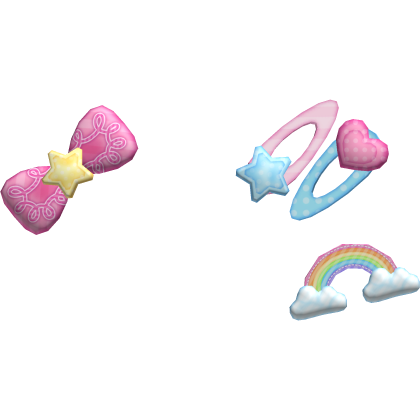 Cute Kawaii Decora Rainbow Unicorn Hair Clips Pink