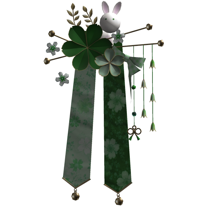 Green & Gold Sakura Japanese Flower Hairclip