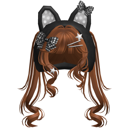 Cute Emo Curly Kitty Ear Pigtails w/ Hood Ginger