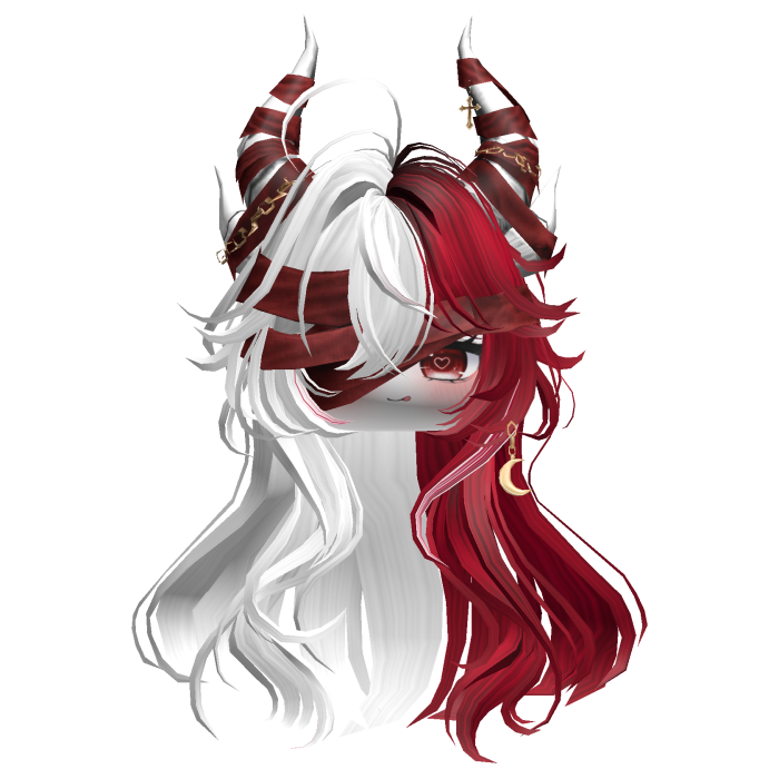 Horned Anime Demon Wolfcut (Dark Red)