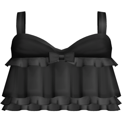 adorable flowy ruffle top with bow in black Roblox item