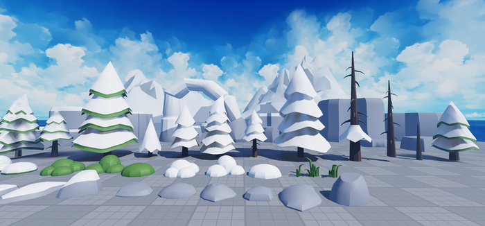Low-Poly Roblox Winter Cartoony Nature Assets Pack preview 2