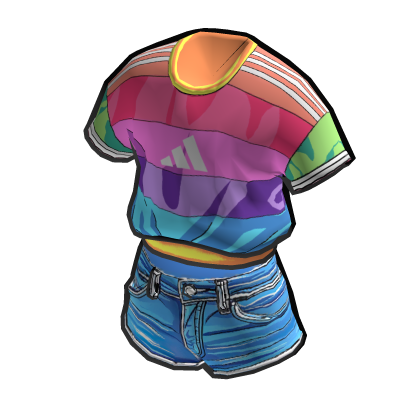 adidas Toon Shaded Rainbow Tee & Denim Shorts thumbnail