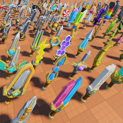 384 Low Poly Fantasy Sword & Weapon Models preview 1