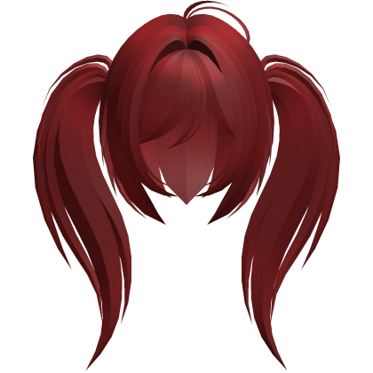 moe emo long fluffy side ponytails red