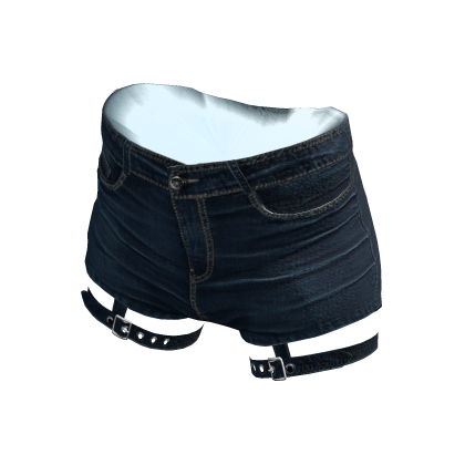 Y2K Denim Shorts with Straps Blue thumbnail