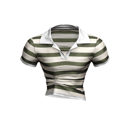 Pinned Collared Shirt Green Stripes