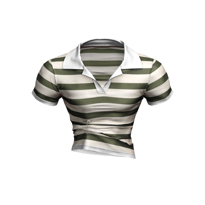 Pinned Collared Shirt Green Stripes