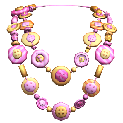 Retro Layered Gyaru Button Necklace Pink Orange