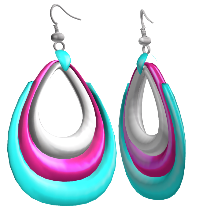 Pink & Teal 2000s Harajuku Ear Hoops Y2K