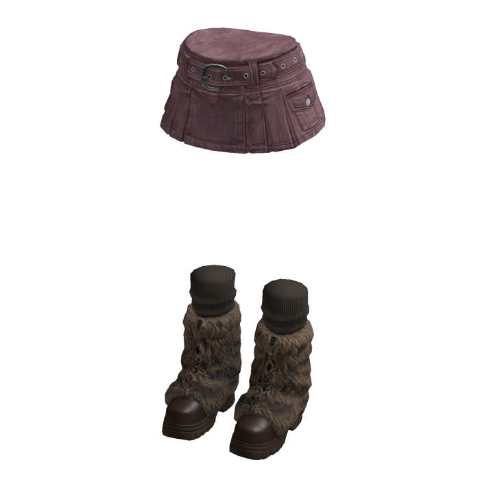 Mini Skirt with Studded Belt (Pink)
